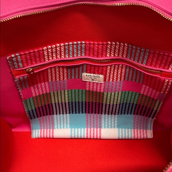 Kate Spade NWOT Stylish Pink and Red Tote Bag - Picture 3 of 7